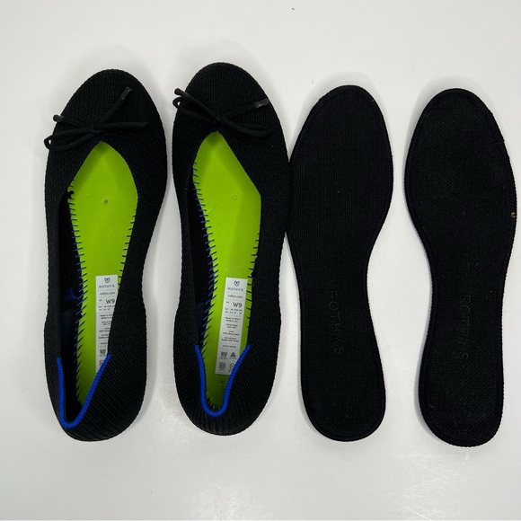 Rothy's The Flat Noir Mesh Textile Bows Black Classic Ballet Size 9 - Picture 10 of 13